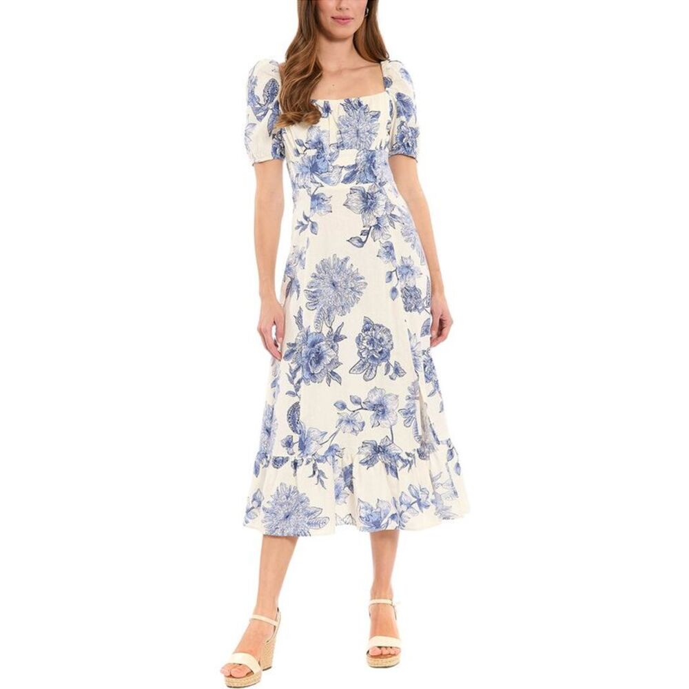 London Times Womens  Midi Dress, White